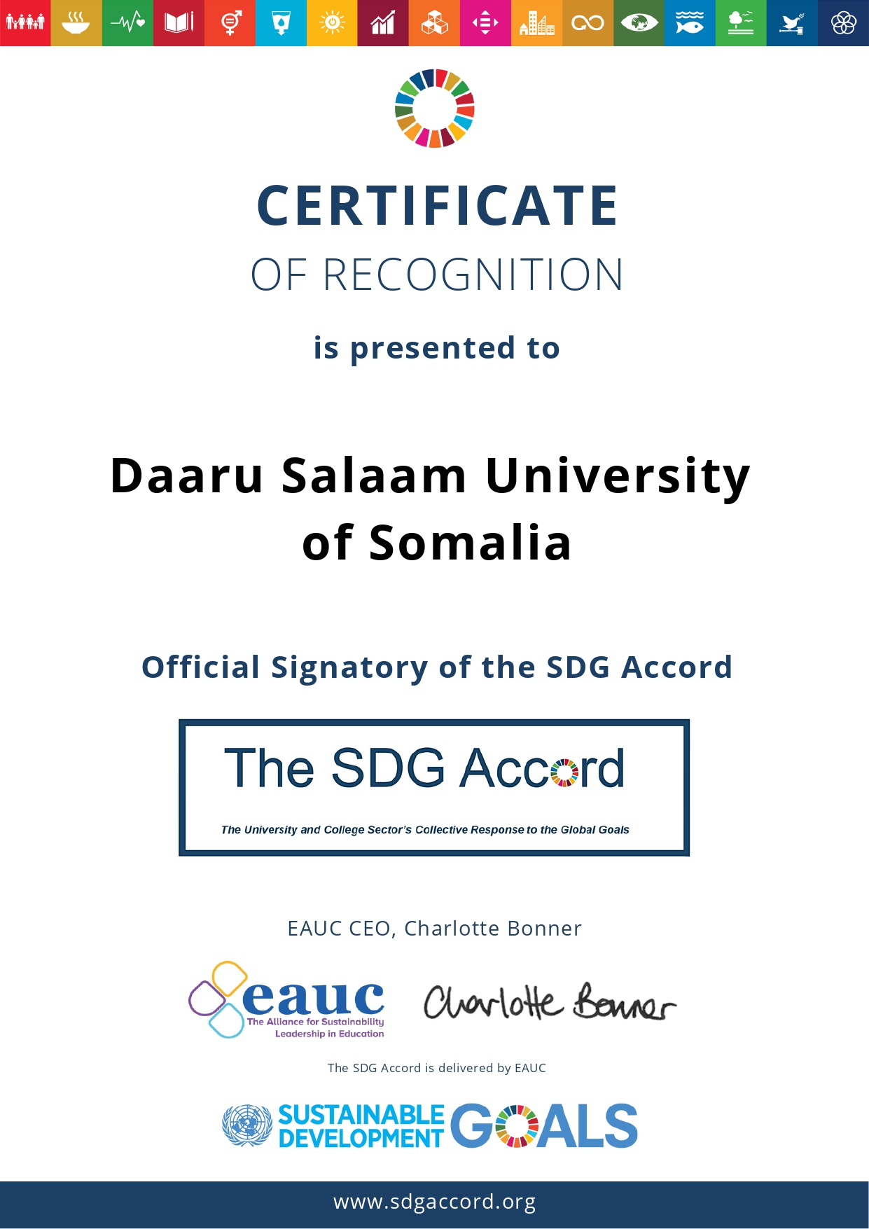 Daaru Salaam University  Recognized as an Official Signatory of the SDG Accord