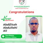 The University of Daru Salaam is officially clarifying here that Mr. Abdifitah Abdullahi Ali has appointed the official representative and the delegation of the office of the University of Baidoa city (Bidoa).