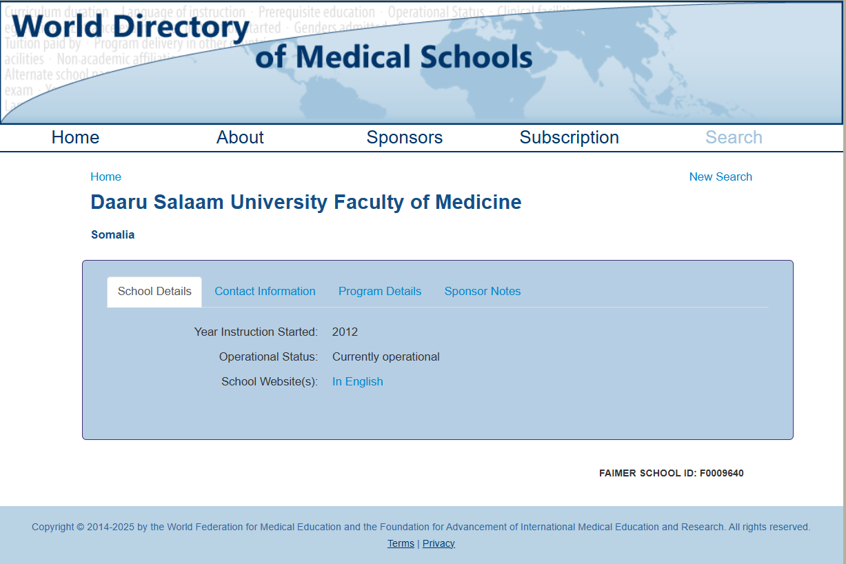 Congratulations to Faculty of Medicine and Surgery at Daaru Salaam University !