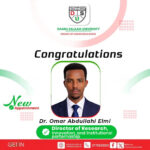 Daaru Salaam University is pleased to announce the appointment of Dr. Omar Abdullahi Elmi as the Director of Research, Innovation, and Institutional Partnerships